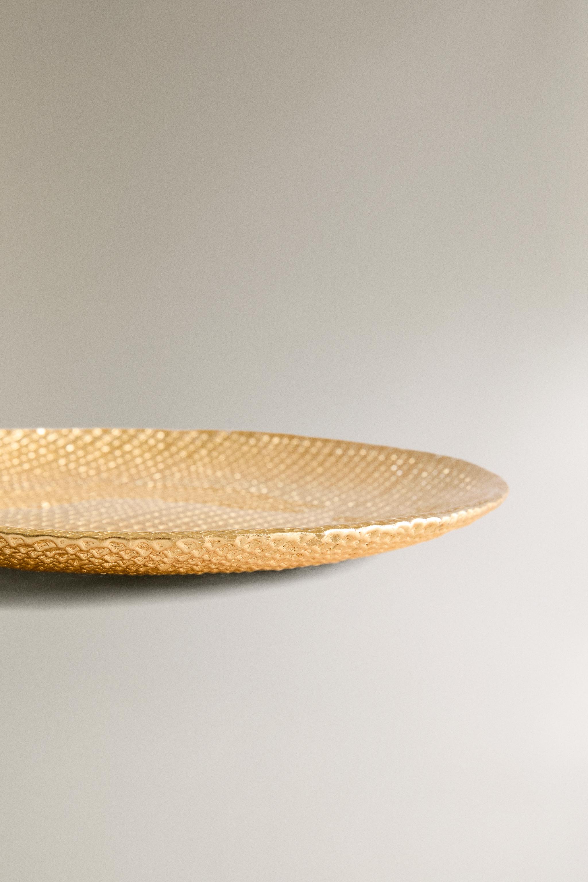 ASSIETTE À DESSERT EN VERRE IRRÉGULIER DORÉ